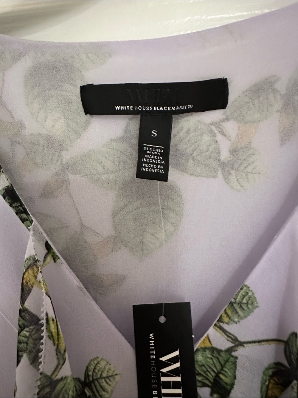 White House Black Market Lavender Floral Ruffle Blouse - Picture 2 of 3